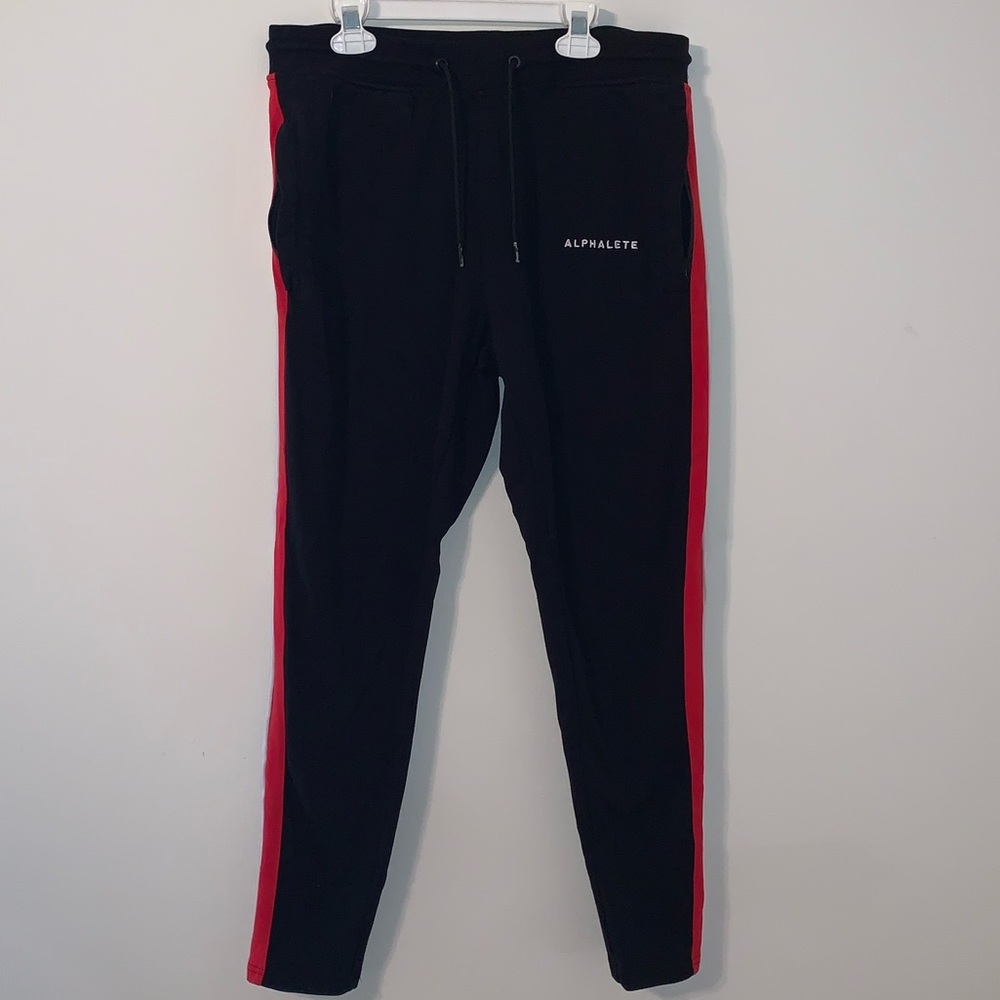 Men’s Alphalete Black and Red Striped Joggers